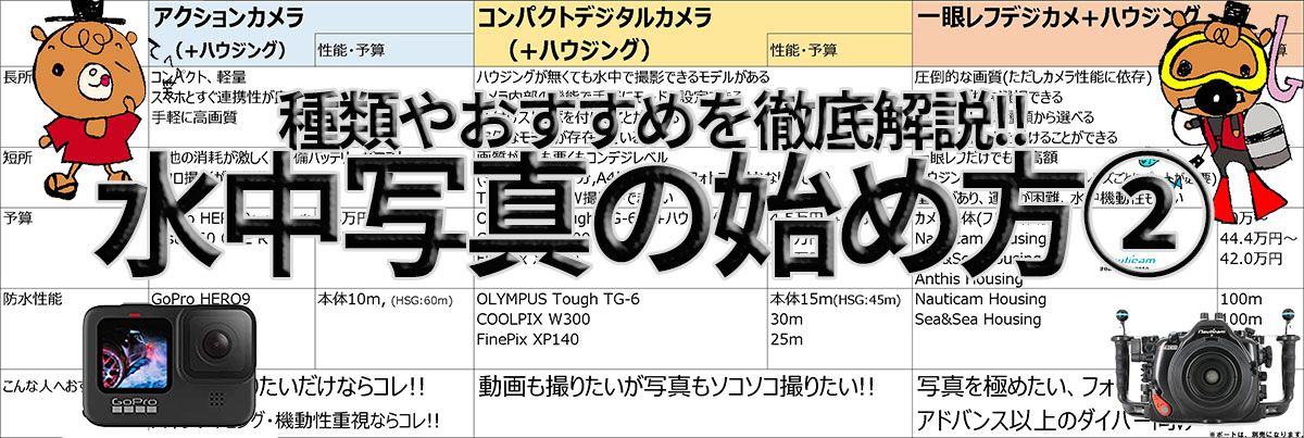 【初級】水中写真の始め方を徹底解説!!種類やおすすめ機種を紹介②【水中コンデジ,水中一眼レフ】